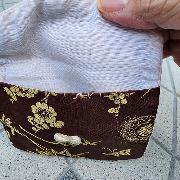 Oriental Embroidered Silk Jewelry Cosmetic 5 Piece Bag Pouch Set - Picture 8 of 9